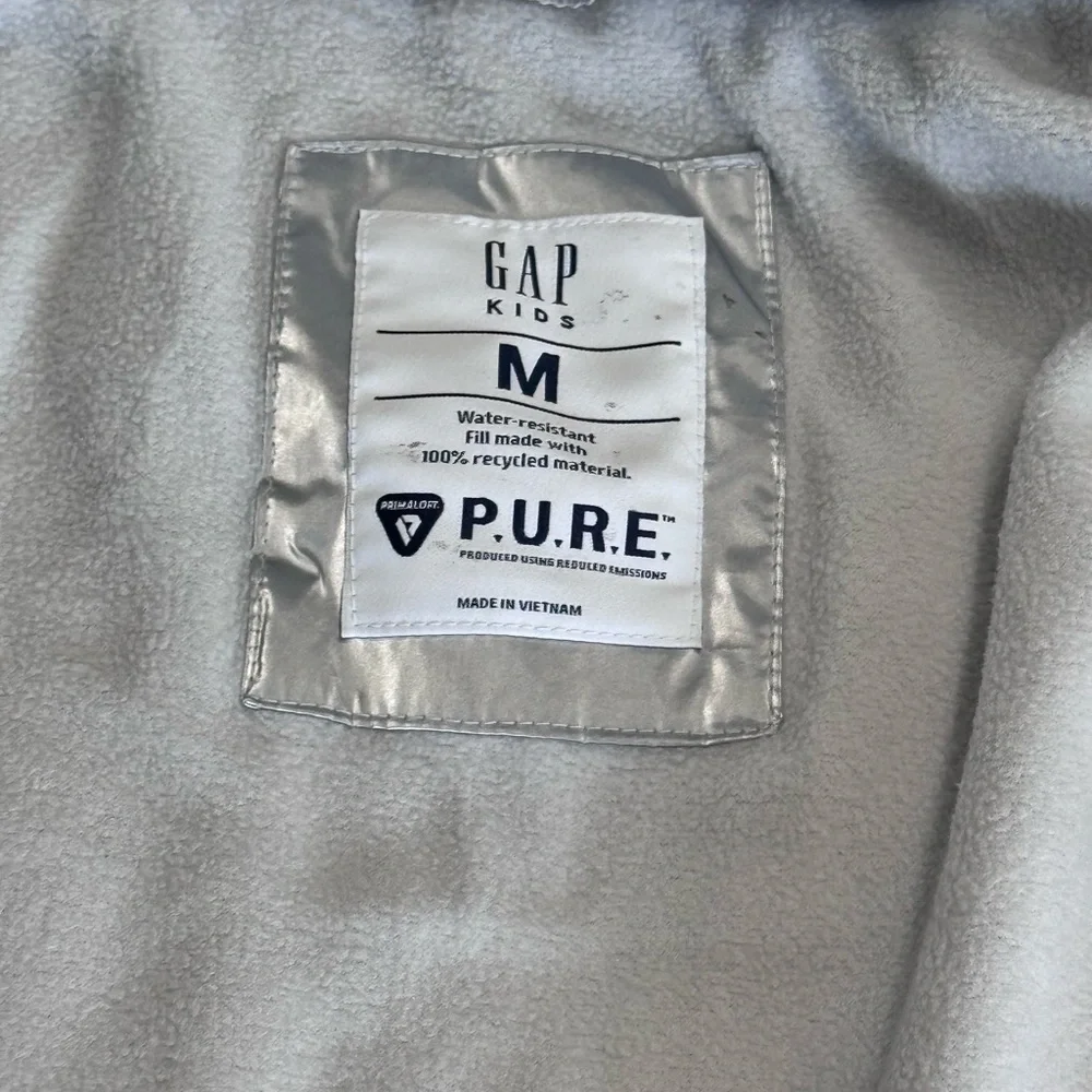 GAP Metallic Silver Hooded Kids Quilted Puffer Coat